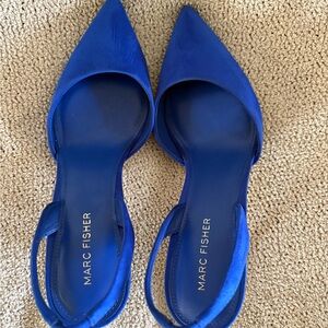 Marc Fisher Hadya Blue Suede Pointed Toe Slingback Flats Size 9